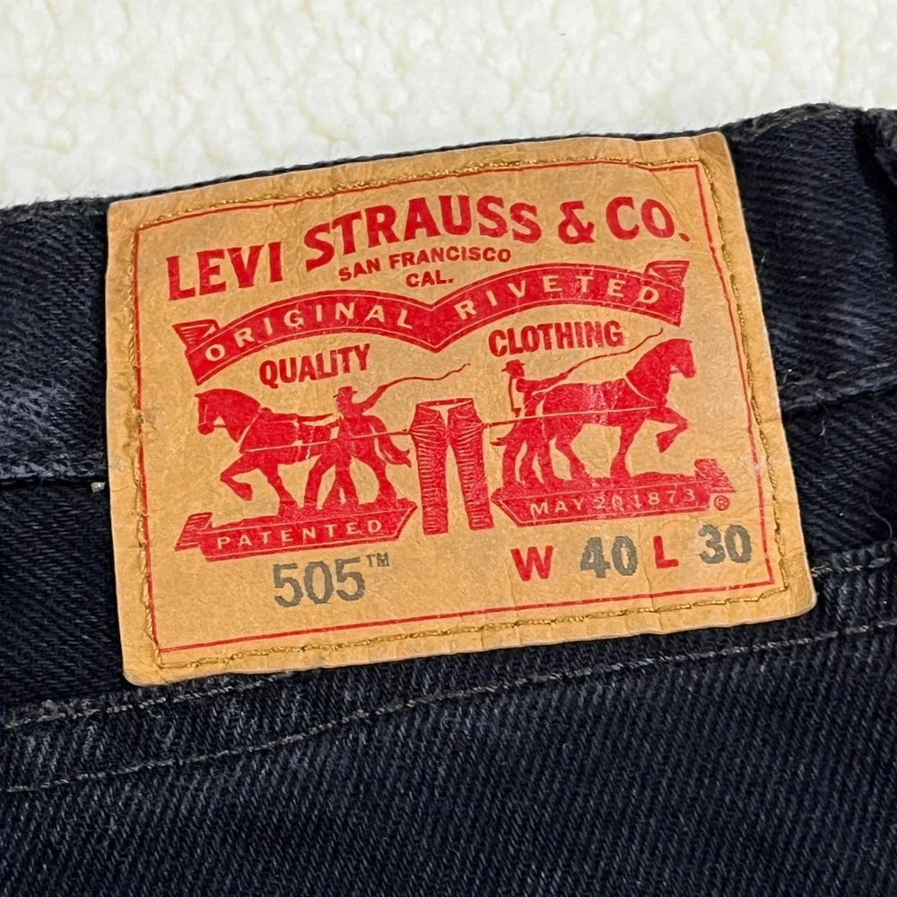 Levi Strauss Jeans Mens 40 Black 505 Regular Fit Straight Leg Denim 00505-0260